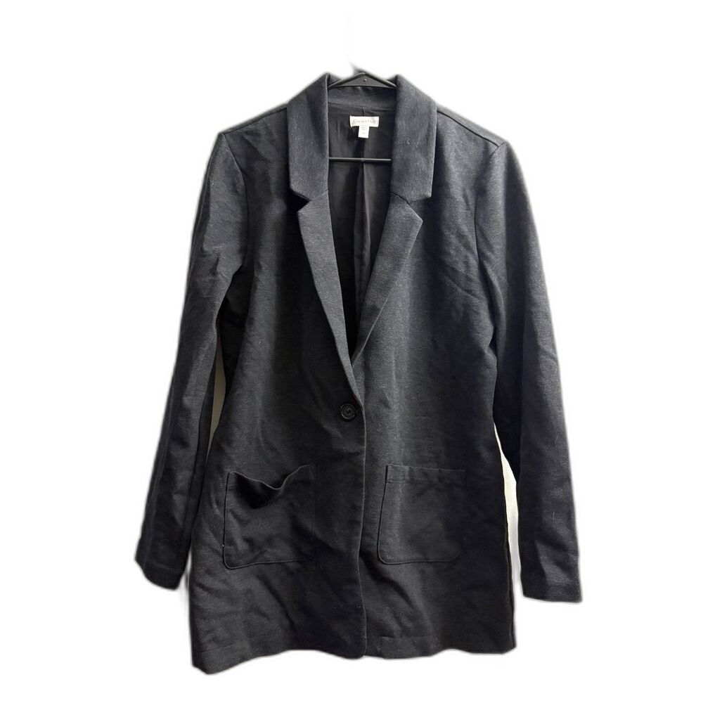 Women's Garnet Hill Gray Tencel/Wool Blend Single Button Blazer Size 10